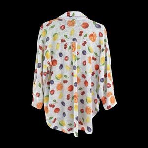 Nally & Millie Women's Fruit Print Hi-Low Button-up Shirt Blouse Multicolor S/M